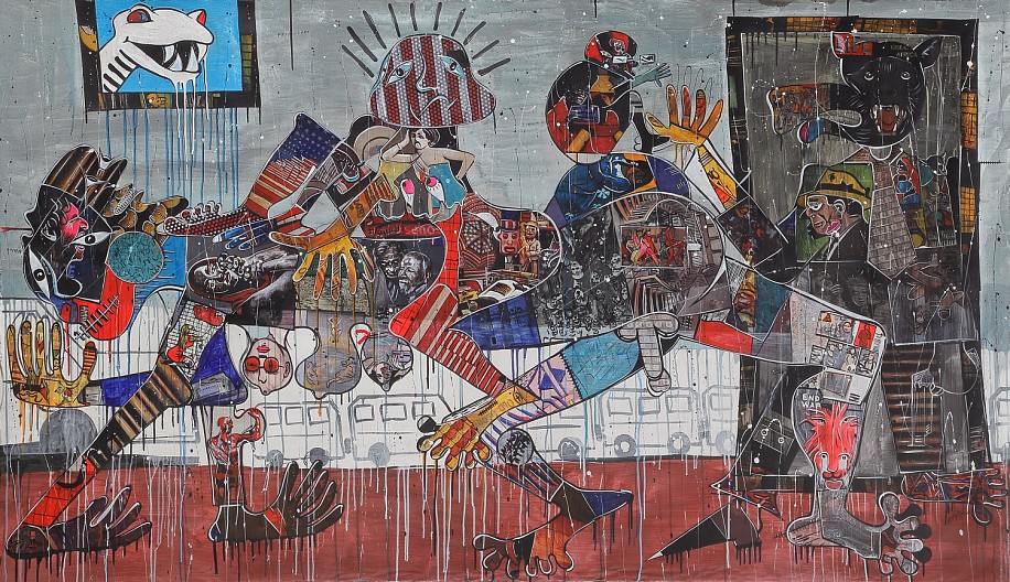 BLESSING NGOBENI, MBONGOLO YAM'THORHI (EMPLOYER'S DONKEY
2016, MIXED MEDIA ON CANVAS