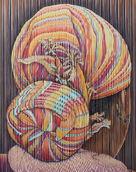 Shizeeda 171 x 131cm chalk pastel on paper with string 2013