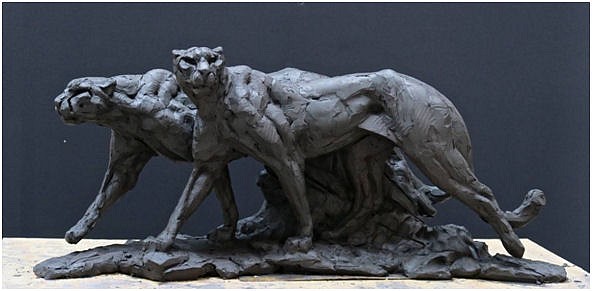 DYLAN LEWIS, STALKING CHEETAH PAIR I MAQUETTE (S395)
2016, BRONZE