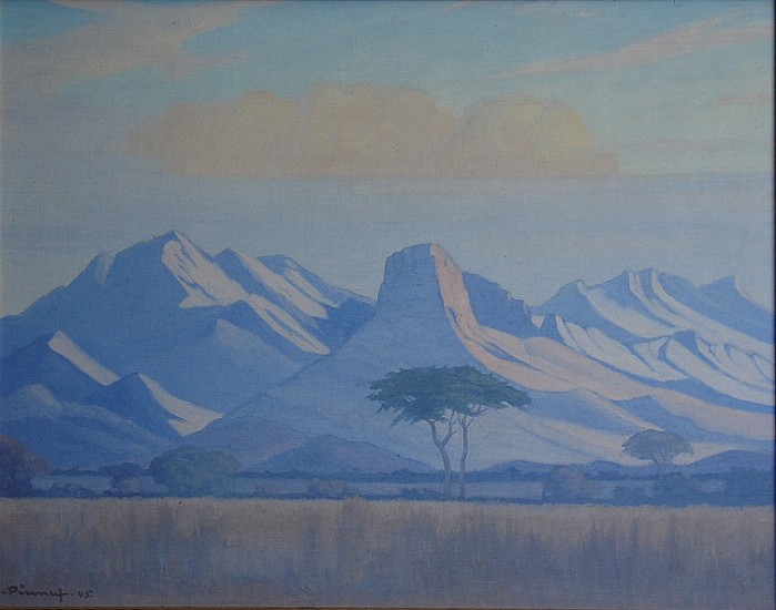 J.H. PIERNEEF, BERGE BY THOBINO
1945, OIL ON BOARD