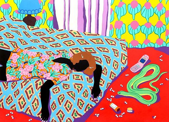 OLIVIÉ KECK, PILLS TO WAKE, PILLS TO SLEEP
2018, ENAMEL & POSCA PAINT ON HARDWOOD