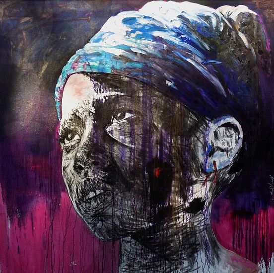 NELSON MAKAMO, PURPLE PROSE
2018, MIXED MEDIA ON CANVAS