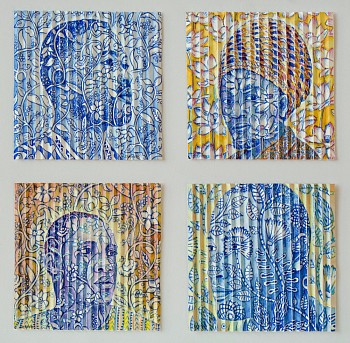 STEPHENS, GARY. Black Lives Matter Series 16cm x 16cm each chalk pastel and watercolor on folded paper 2020