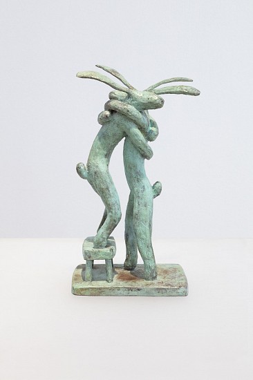 GUY PIERRE DU TOIT, HUGGING HARES ON A BENCH
2020, BRONZE