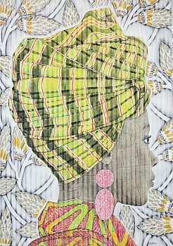 buyane pink earring and chartruse plaid scarf