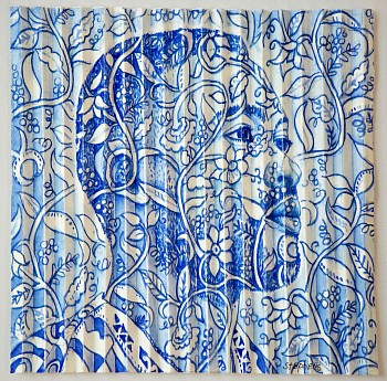 stephens gary. ariel matters 16cm x 16cm chalk pastel and watercolor on folded paper