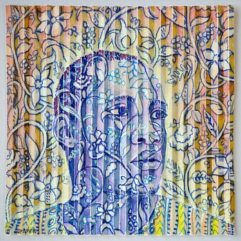 stephens gary. paul matters 16cm x 16cm chalk pastel and watercolor on folded paper