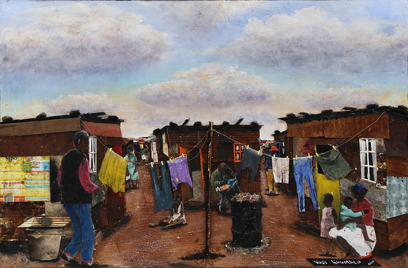 VUSI KHUMALO, MAZIMBU INFORMAL SETTLEMENT
2020, MIXED MEDI A ON CANVAS