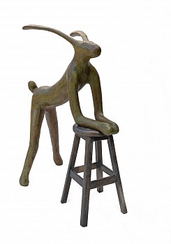 HARE LEANING ON STOOL