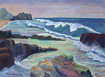 seascape with pink rocks e haden