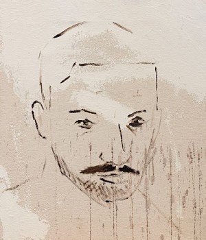 RESIZED Brett Charles Seiler, Portrait 21, 2022, Bitumen and Roof Paint on Canvas, 46,5 x 40cm