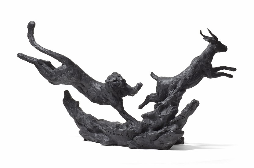 DYLAN LEWIS, LEOPARD CHASING BUCK MAQUETTE II (S458)
BRONZE