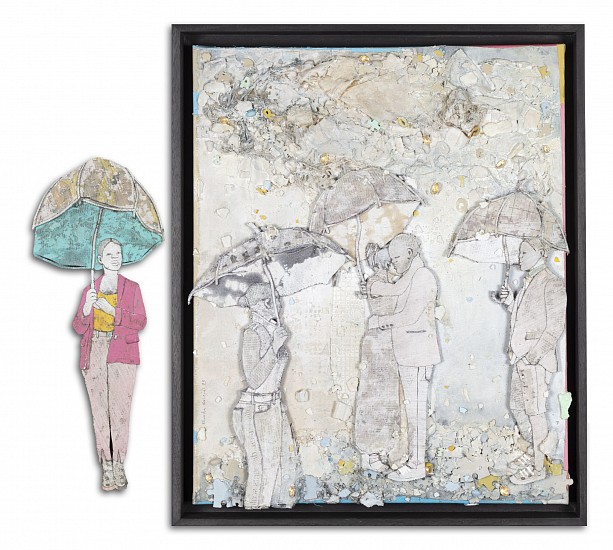 THONTON KABEYA, RAINY DAY II
WALNUT POWDER AND NEWSPAPER INK TRANSFER ON SCULPTING CANVAS