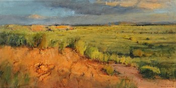 gordonia duneveld with distant korannaberg mountains tswalu 80cm x 160cm oil on canvas