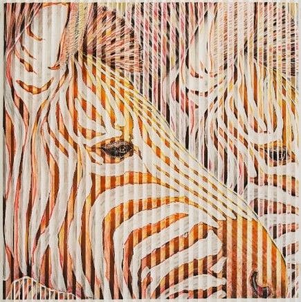 GARY STEPHENS, TWO SUNSET ZEBRA SQUARE STUDY
CHALK PASTEL AND WATERCOLOUR ON FOLDED PAPER