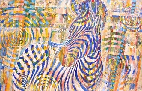 GARY STEPHENS, YELLOW LIGHT ZEBRA
CHALK PASTEL AND WATERCOLOUR ON FOLDED PAPER