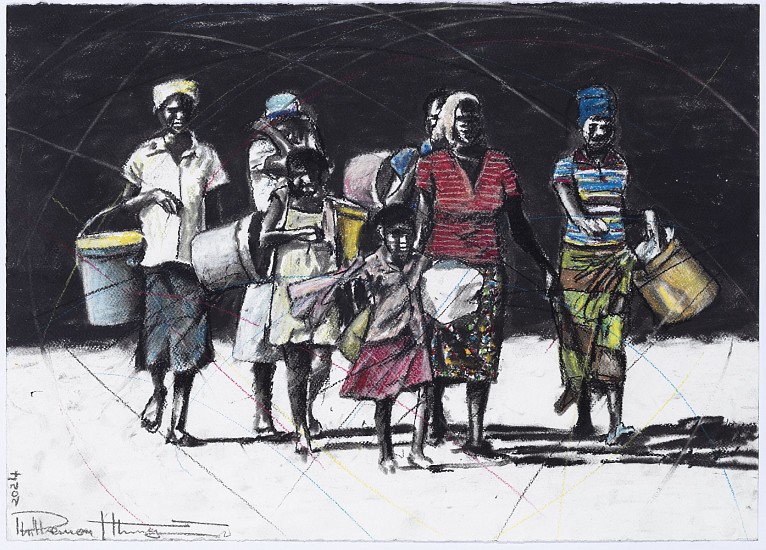 PHILLEMON HLUNGWANI, MUCHAVISEKI HWE NTSANWISI, VA VURILE VAKU: “MI TA SALA MI NDZI TSUNDZUKA 1 (YOU WILL REMEMBER ME WHEN I AM GONE: THE NANDONI DAM, GIYANI WATER PROJECT)
2024, CHARCOAL AND PASTEL ON PAPER