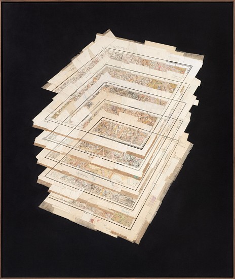 GERHARD MARX, SOIL HORIZON II
2023, CUT AND RECONFIGURED MAP FRAGMENTS ON PU AND CANVAS