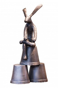 hare on flower pot 3 small