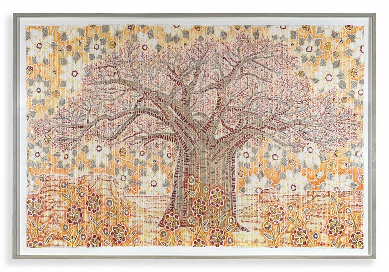 GARY STEPHENS, TREE OF KNOWLEDGE
2026, CHALK PASTEL AND FINANCIAL NEWSPRINT COLLAGE