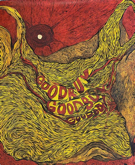 LADY  SKOLLIE, GOOD BUY GOOD BUY, good buy<br />
2025, CRAYON AND INK ON FABRIANO