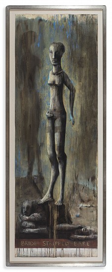 DEBORAH BELL, BRIDE STRIPPED BARE
HAND COLOURED DRYPOINT ETCHING WITH PASTEL AND PAINT