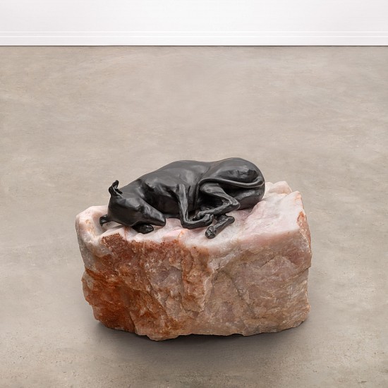 NICOLA  BAILEY, DREAMER II
POLISHED BRONZE AND ROSE QUARTZ