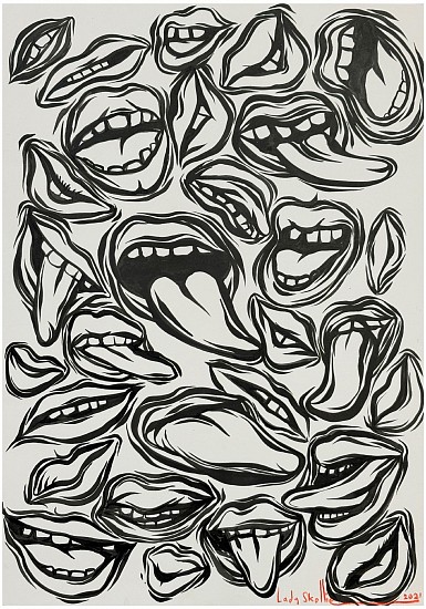 LADY  SKOLLIE, PENDORING I<br />
<br />
<br />
<br />
2021, INK ON FABRIANO