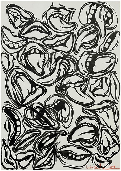 LADY  SKOLLIE, PENDORING II<br />
<br />
<br />
<br />
2021, INK ON FABRIANO