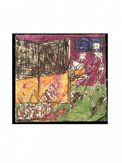 BOYTCHIE, THE COLOUR CRIMSON
2026, ACRYLIC, OIL, ENAMEL AND BITUMEN ON WOOD