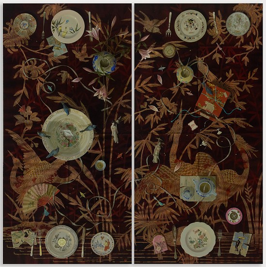 CARYN SCRIMGEOUR, IT IS A RAINY DAY AND ONE IS FEELING BORED"" (THE PILLOW BOOK OF SEI SH?~~ NAGON C.990-1002) (DIPTYCH)
2026, OIL ON LINEN